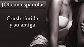 tu crush es tímida pero su amiga no, joi con españolas en grupo voyeur de vacaciones 😍