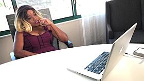 Nina Rivera Masturbates Pussy in Office While Boss Lunches