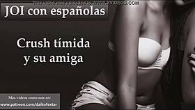 tu crush es tímida pero su amiga no, joi con españolas en grupo voyeur de vacaciones 😍