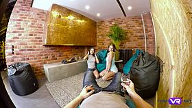 College friends Carolin and Lita Phoenix host a wild group party at TMW VR Net