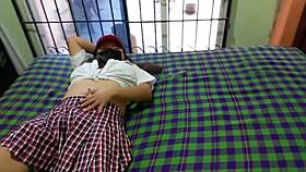 Mexican student girl undresses carelessly in underwear