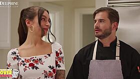 april olsen casually shares two big cocks in hardcore threesome blowjob