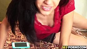 This cute Latina teen rides cock passionately in POV.