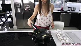 Blonde teen joins the family competition with a slow challenge