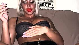 busty muscle girl smokes cigarette