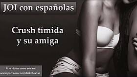 tu crush es tímida pero su amiga no, joi con españolas en grupo voyeur de vacaciones 😍