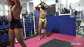Muscle Wrestling Turns Into Hard Cock Action