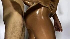 Oiled Latina Babe Gets Tight Pussy Creampied by Ricky Valenz