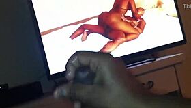 black man strokes huge hard cock to cum