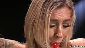 Alt blonde captured in bizarre bondage fun. 😈🔗