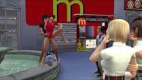 In the crowded train, the molester gives a handjob to the Japanese girl in this hentai anime.