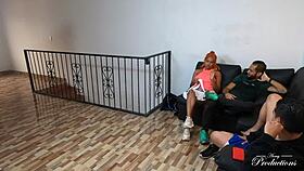 perverted friends set up hidden camera to seduce cleaning girl for rough threesome