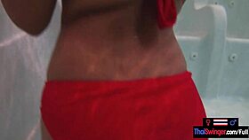 Amateur teen 18+ couple with big ass thai girlfriend having fun in the jacuzzi