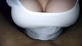 her gorgeous curves drive me crazy, grabbing my cock and sliding it between her massive breasts