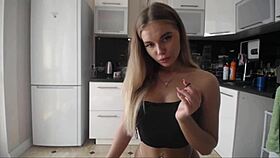 Lesbians Play Game in Kitchen