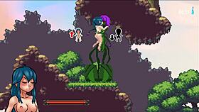 In nayla's castle, a hentai game threesome with dark elves solves their big cock problem.