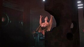 lara croft bound tight in wild orgasm machine