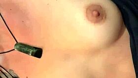 the petite white girl gets her tits slapped hard while bound, thanking him eagerly