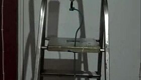 bisexual gay mark wright pisses using step ladder device