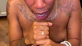 Ebony darling Nicky Creamy takes monster cock!