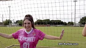 Does the soccer trainer make chicks squirt after training?