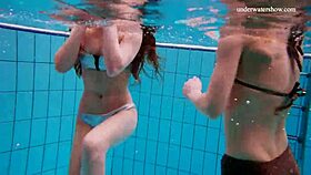 Avenna, Nina Mohnatka, and Marketa Splashing Naked in Pool Fun!