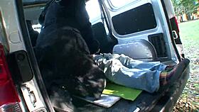 Experienced woman indulges in playful adventure in cold weather