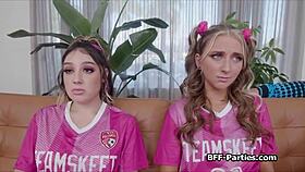 Does the soccer trainer make chicks squirt after training?