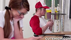 Nerdy Teen 18+ Gets Banged in Roleplay with Blowjob and Doggystyle Group Action