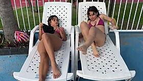 stranger fucks in the condo pool with big tits and ass.