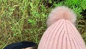 Weed farm surprise turns into deepthroat blowjob outdoor