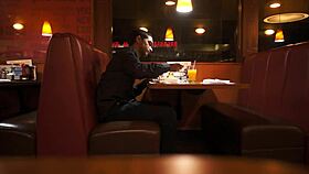 Indian Guy Enjoys American Breakfast Outdoors