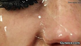 Katso tämä flirttaileva tyttö imee kuumaa blowbangissa ja saa kasvoille bukkaken!