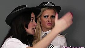 Kinky policewomen give blowjobs and handjobs