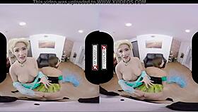 frozen xxx cosplay vr sex unfolds with a wild 3some blowjob in hardcore group action