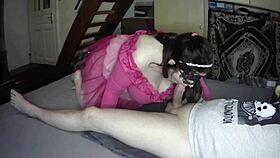 Busty stepdaughter offers her wet mouth for deepthroat. Homemade hardcore action with big tits.