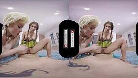 frozen xxx cosplay vr sex unfolds with a wild 3some blowjob in hardcore group action