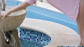 Foot fetish teen tugs my cum