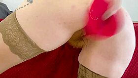 Pound my hairy pussy with monster dildo until I squirt