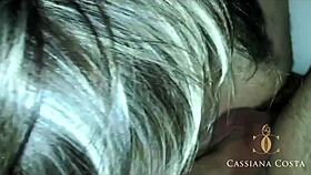 Why is cassiana costa sucking this guy her husband brought home? He cums on her face!