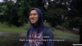 Twink cutie moans and curses as his tight ass gets pounded for money in czech hunter