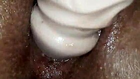 she fucks herself with big dick, using toys and dildo in pov masturbation with monster cock