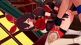 amber playfully teases with her shorts in hentai fun