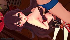 amber playfully teases with her shorts in hentai fun