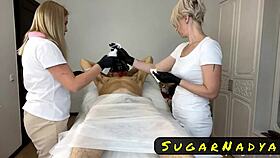 today my petite blonde student and assistant are so horny