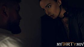 mary frost explores intimate moments with her partner in a dimly lit room