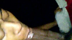 Ebony delivers deepthroat on monster cock