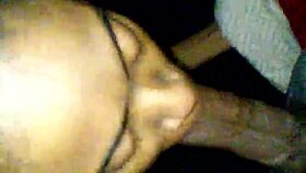 Ebony delivers deepthroat on monster cock