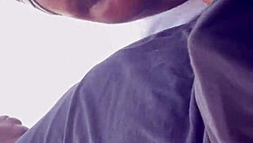 bbw enjoys outdoor head in the park with a fat guy