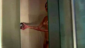 Security cam catches Latina in shower solo fun 😏